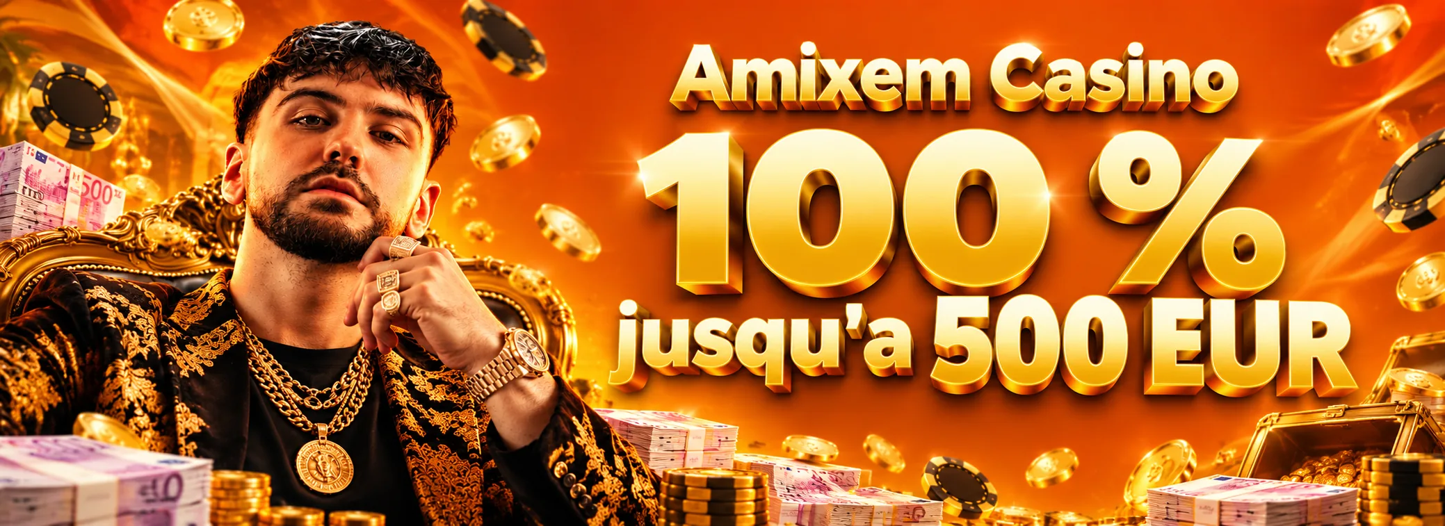 Amixem Casino — 100 % jusqu'à 500 € et 200 tours gratuits — 500 €