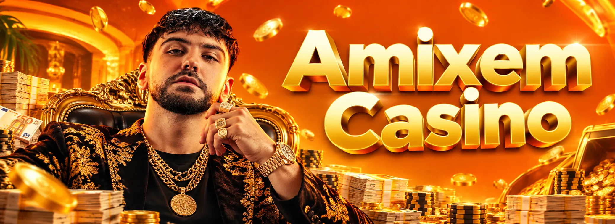 Bandeau Amixem Casino avec le bonus de 500 € et 200 tours gratuits